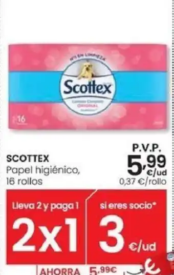 Eroski SCOTTEX Papel higiénico, 16 rollos oferta