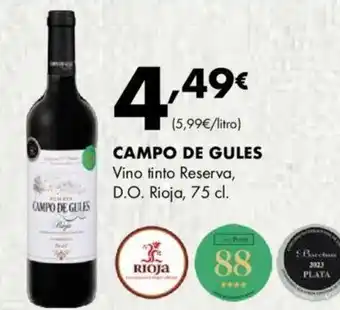 Supermercados Lupa CAMPO DE GULES Vino tinto Reserva, D.O. Rioja, 75 cl. oferta