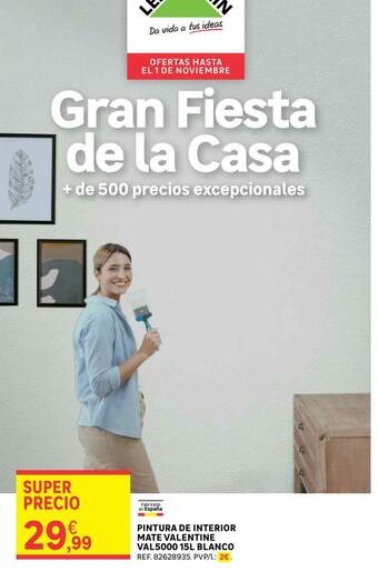 Leroy Merlin Pintura De Interior Mate Valentine Val5000 15l Blanco oferta