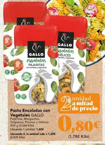 Gadis Pasta Ensaladas con Vegetales GALLO oferta