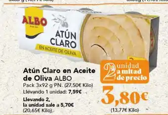 Gadis Atún Claro en Aceite de Oliva ALBO oferta