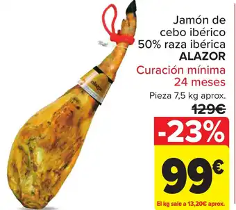 Carrefour Jamón de cebo ibérico 50% raza ibérica oferta