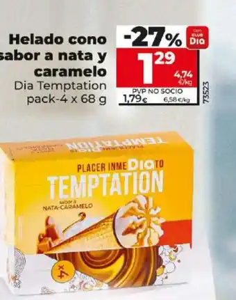 Maxi Dia Helado cono sabor a nata y caramelo oferta