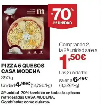 El Corte Inglés PIZZA 5 QUESOS CASA MODENA oferta