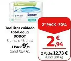 Alcampo Dodot - toallitas cuidado total aqua oferta