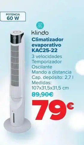 Vistaprint Klindo - climatizador evaporativo kac25-22 oferta