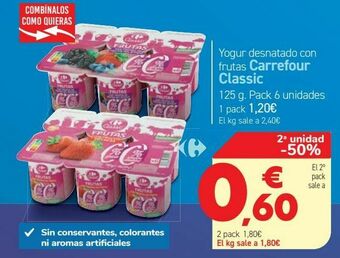 Carrefour Yogur desnatado con frutas carrefour classic oferta