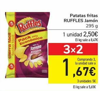 Carrefour Patatas fritas ruffles jamón oferta