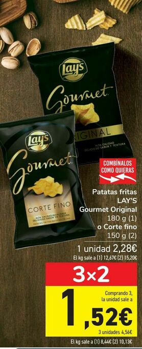Carrefour Patatas fritas lay's gourmet original o corte fino oferta