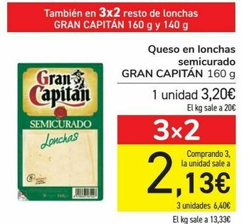 Carrefour Queso en lonchas semicurado gran capitán oferta