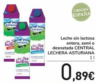 Carrefour Leche sin lactosa entera, semi o desnatada central lechera asturiana oferta