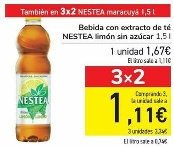 Carrefour Bebida con extracto de té nestea limón sin azúcar oferta