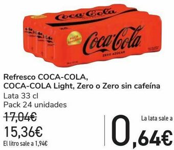 Carrefour Refresco coca-cola, coca-cola light, zero o zero sin cafeína oferta