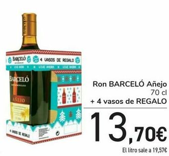 Carrefour Ron barceló añejo + 4 vasos de regalo oferta