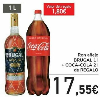 Carrefour Ron añejo brugal + coca-cola de regalo oferta