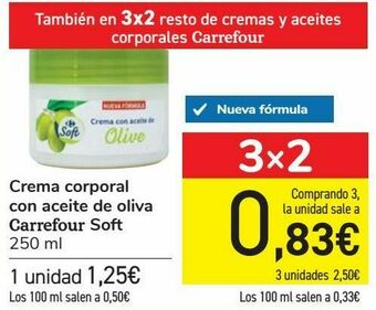 Carrefour Crema corporal con aceite de oliva carrefour soft oferta