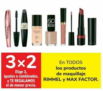 Carrefour En todos los productos de maquillaje rimmel y max factor oferta