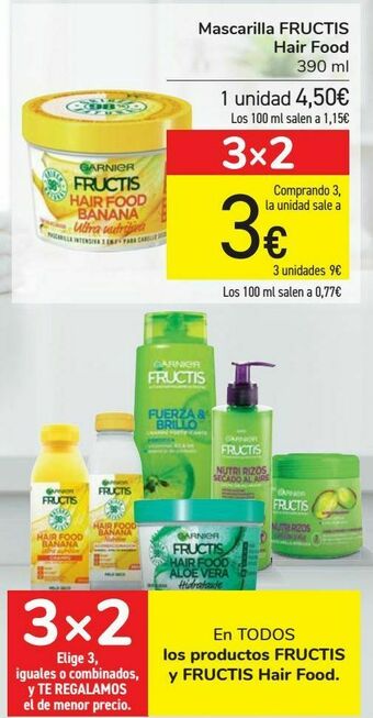 Carrefour En todos los productos fructis y fructis hair food oferta