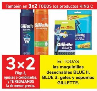 Carrefour En todas las maquinillas desechables blu ii. blue 3, geles y espumas gillette oferta