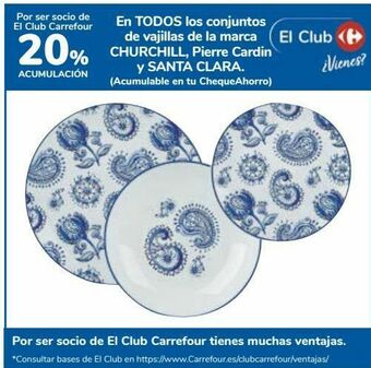 Carrefour En todos los conjuntos de vajillas de la marca churchill, pierre cardin y santa clara oferta