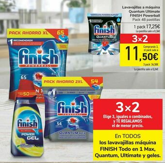 Carrefour En todos los lavavajillas máquina finish todo en 1 max, quantum, ultimate y geles oferta