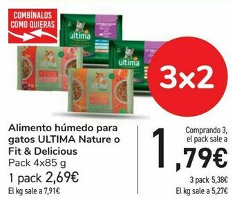 Carrefour Alimento húmedo para gatos ultima nature o fit & delicious oferta