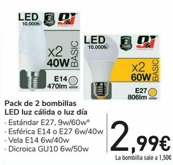 Carrefour Pack de 2 bombillas led luz calidad o luz día oferta