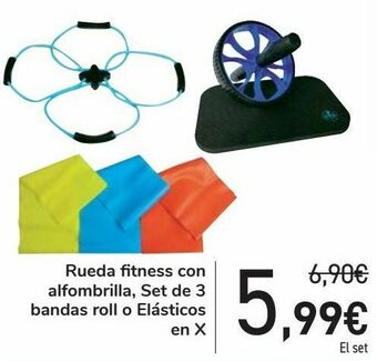 Carrefour Rueda fitness con alfombrilla, set de 3 bandas roll o elásticos en x oferta