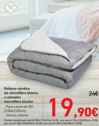 Carrefour Relleno nórdico de microfibra blanco o edredón microfibra bicolor oferta