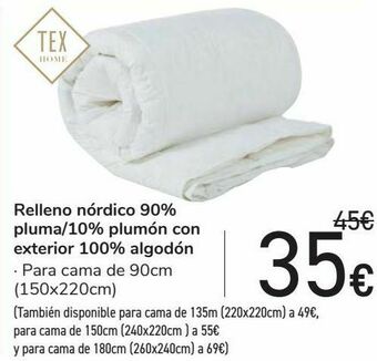 Carrefour Relleno nórdico 90% pluma/10% plumón con exterior 100% algodón oferta