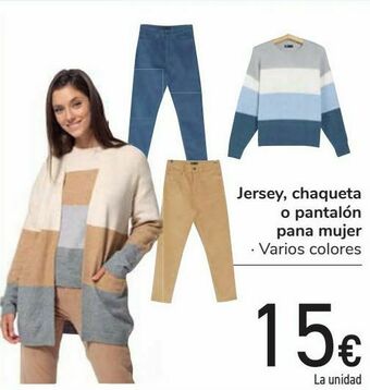 Carrefour Jersey, chaqueta o pantalón pana mujer oferta