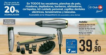 Carrefour En todos los secadores, plancha de pelo, rizadores, depiladoras, barberos, afeitadoras, cortapelos, kit cuidado personal, cep oferta