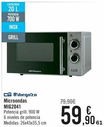 Carrefour Orbegozo microondas mig2041 oferta
