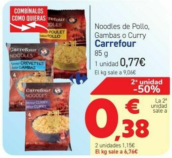 Carrefour Noodles de pollo, gambas o curry carrefour oferta