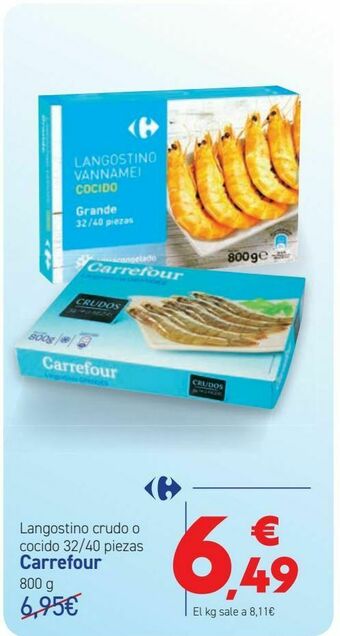 Carrefour Langostino crudo o cocido 32/40 piezas oferta