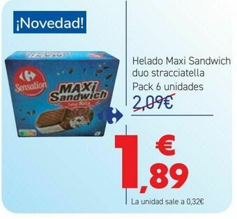 Carrefour Helado maxi sandwich duo stracciatella oferta