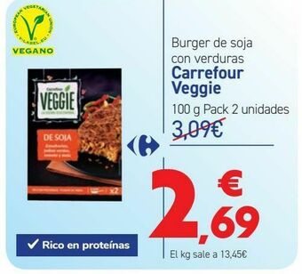 Carrefour Burger de soja con verduras carrefour veggie oferta