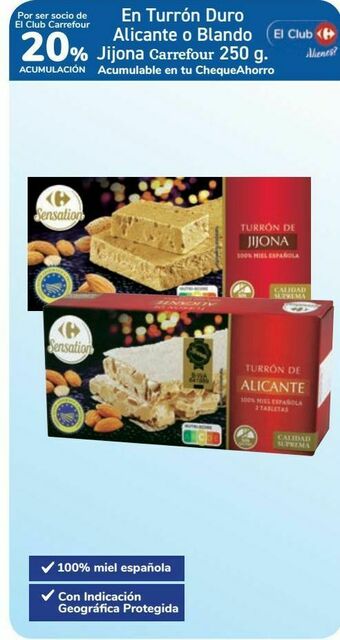 Carrefour En turrón duro alicante o blando jijona carrefour 250 g oferta