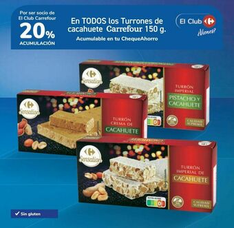 Carrefour En todos los turrones de cacahuete carrefour 150 g oferta