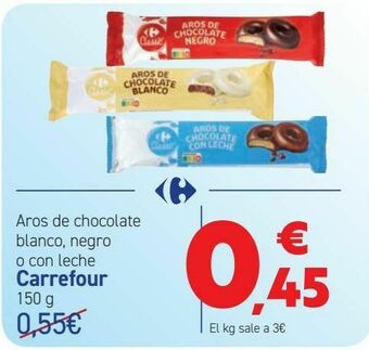 Carrefour Aros de chocolate blanco, negro o con leche carrefour oferta