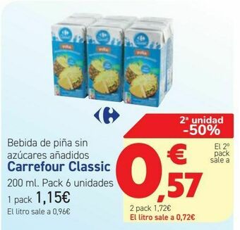 Carrefour Bebida de piña sin azúcares añadidos carrefour classic oferta