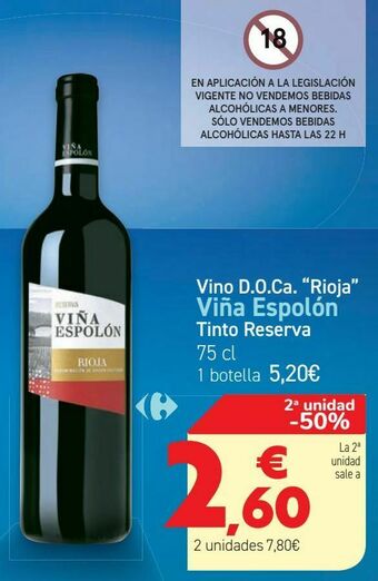 Carrefour Vino d.o.ca ''rioja'' viña espolón tinto reserva oferta