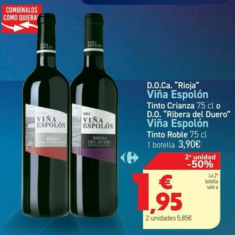 Carrefour D.o.ca rioja viña espolón tinto crianza d.o. ''ribera del duero'' viña espolón tinto roble oferta