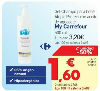 Carrefour Gel-champú para bebé atopic protect con aceite de aguacate my carrefour oferta