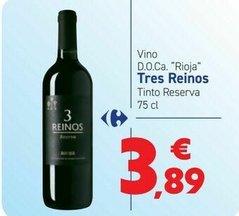 Carrefour Vino d.o.ca ''rioja'' tres reinos tinto reserva oferta