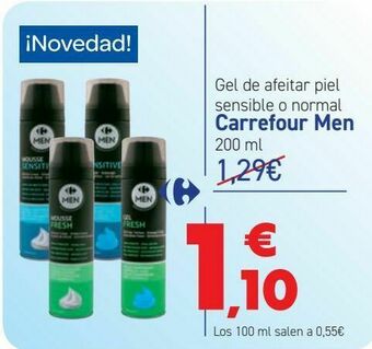 Carrefour Gel de afeitar piel sensible o normal carrefour men oferta