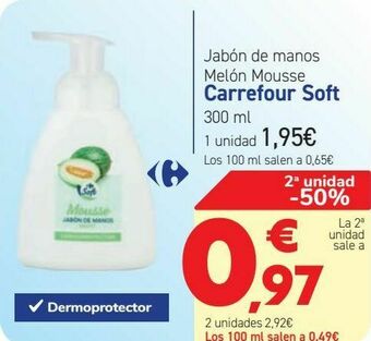 Carrefour Jabón de manos melón mousse carrefour soft oferta