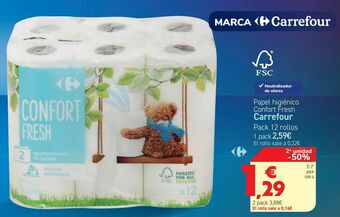 Carrefour Papel higiénico confort fresh carrefour oferta