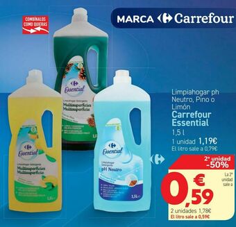Carrefour Limpiahogar ph neutro, pino o limón carrefour essential oferta