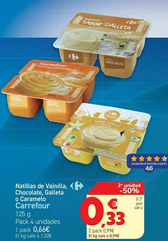 Carrefour Natillas de vainilla, chocolate, galleta o caramelo carrefour oferta